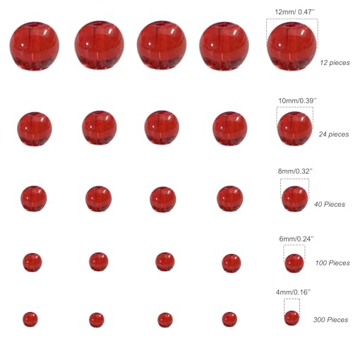 Gocelyn 476PCS Round Crystal Glass Beads for Jewelry Making(Red), Glass Spacer Loose Beads for Crafts Bracelets Necklaces Charms Pendants Friendship 4/6/8/10/12mm - color: Round Glass Beads: Red