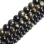 HAAMIIQII 35pcs 10mm Natural Black Gold Obsidian Stone Beads Round Loose Gemstone Beads for Jewelry Making Strand 15 Inch - color: Black Gold Obsidian, size: 10mm 35pcs