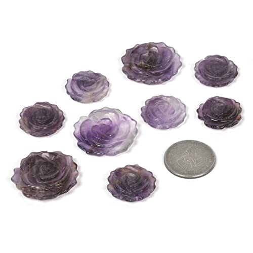 Justinstones 3pcs Carved Gemstone Flower Pendant Earrings Beads Set For Jewelry Making DIY 1.3 Inch & 1 Inch - color: Amethyst