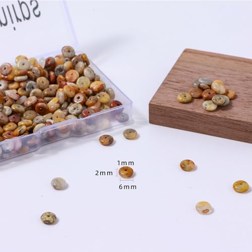 Natural Crazy Agate Disk Stone Spacer Beads 6x2mm 38cm/str Flat Rondelle Loose Semi Gemstone Caps for Making Bracelets Necklace - color: Crazy Agate