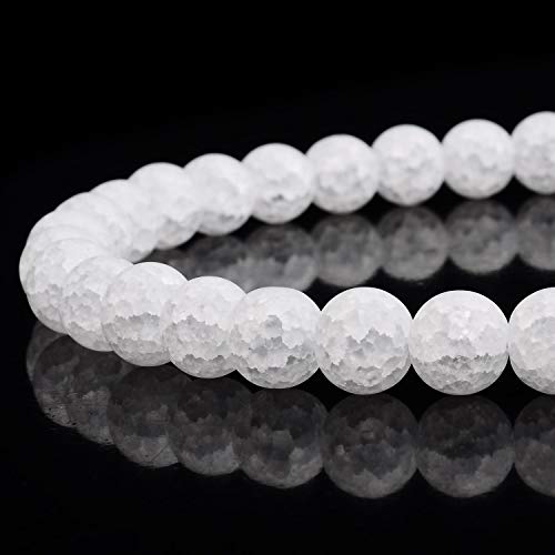 RUBYCA Natural AAA Grade Quartz Crystal Clear White Snow Round Beads Jewelry Making (1 Strand, 10mm) - color: Round Snow, size: 10mm
