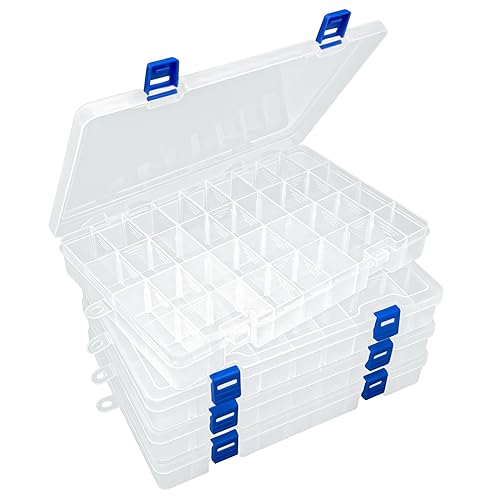 DUOFIRE Plastic Organizer Container Storage Box Adjustable Divider Removable Grid Compartment for Jewelry Beads Earring Container Tool Fishing Hook Small Accessories(34 Grids, White X 4) - color: White, size: 34 Grids, White X 4