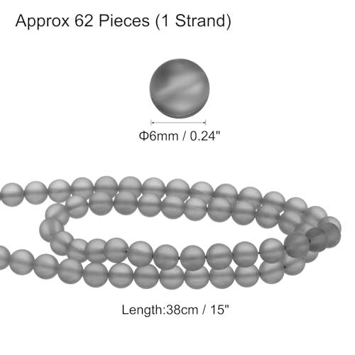 uxcell Matte Crystal Glass Beads 6mm Synthetic Frosted Shining Semi-Precious Round Loose Beads Synthetic Moonstone for Jewelry Making DIY Bracelet, Gray Silver - color: Gray Silver, size: 6mm