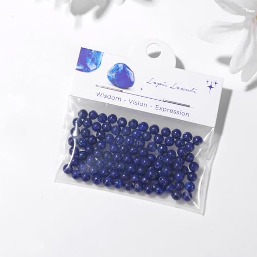 Raicegs 100pcs 4mm Lapis Lazuli Beads Natural Gemstone Beads Round Loose Beads for Jewelry Making DIY Bracelets Necklace - color: Lapis Lazuli, size: 4mm Round