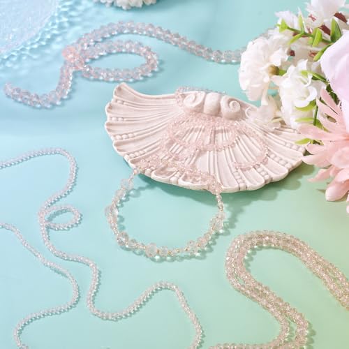 6 Strands Transparent Faceted Glass Beads 3/4/6/8mm Crystal Rondelle Glass Loose Spacer Beads for DIY Bracelet Necklace Wristband Keychain Jewelry Craft Making 2.3~8x2~6mm, Pink - color: 3/4/6/8mm-Pink