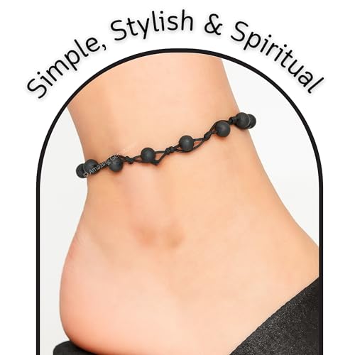 Amazing Gemstone Crystal Anklet Ankle Bracelets for Women - Waterproof Beaded Healing Crystal Anklets, Plus Size Chakra Gemstone Bead Anklet - color: Lava Stone, style: Hand Knotted