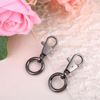 2 Pcs Double Opening Keychain Clip, Heavy Duty Zinc Alloy Swivel Lobster Clasp with Key Ring Spring Snap Hook Purse Clip for Jewelry Lanyard, DIY Crafts Purse Making Camping Travel Accessories (Black) - color: Black