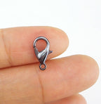 Yueton Curved Lobster Clasps-100pcs 7x12mm Lobster Claw Clasps DIY Jewelry Fastener Hook, Necklace DIY Fasteners (Gun Black) - color: Gun Black
