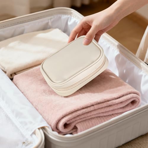 Mkono Travel Jewelry Organizer Case, Mini Jewelry Bag Storage Book with Adjustable Binders for Necklaces, Earrings, Rings, Bracelets Velvet Jewelry Pouch Bag Storage Ideal for Trips & Gifts