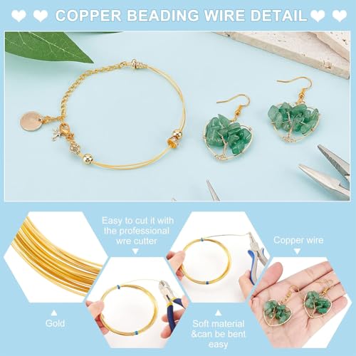 BENECREAT 23 Gauge 16 Feet Square Copper Wire, Bendable Metal Craft Wire for Necklace Bracelet Making and Other Handmade Project - color: Gold, size: 23 Gauge