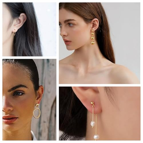220Pcs No Tarnish Ball Stud for Earring Making, stino Hypoallergenic Stainless Steel Earring Posts, Jewelry Findings Supplies, Silver & Gold Plated (Gold Plated) - color: Gold