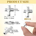 40 Pcs Cross Charms for Jewelry Making, Religious Cross Beads for Bracelets, Crosses for Jewelry Making, Bracelets, Necklaces, DIY Crafts (Silver) - color: 40pcs, 13x12mm, Silver
