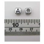 1000pcs Mixed Acrylic Letter/Alphabet “A-Z”Cube Beads for DIY Craft (Silver with Black Letter) - color: Silver with Black Letter
