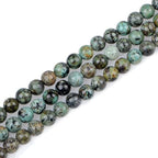 100pcs Natural Crystal Beads Stone Gemstone Round Energy Healing Loose Beads with Stretch Cord for Jewelry Making Bracelets Anklets (African Turquoise, 10MM)