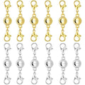 925 Silver Double Lobster Magnetic Necklace Clasps, Magnetic Necklace Clasps and Closures, Double Lobster Clasp Magnetic Jewelry Clasps for Necklaces (12PCS | Gold Silver) - color: 12PCS | gold silver