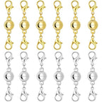 925 Silver Double Lobster Magnetic Necklace Clasps, Magnetic Necklace Clasps and Closures, Double Lobster Clasp Magnetic Jewelry Clasps for Necklaces (12PCS | Gold Silver) - color: 12PCS | gold silver