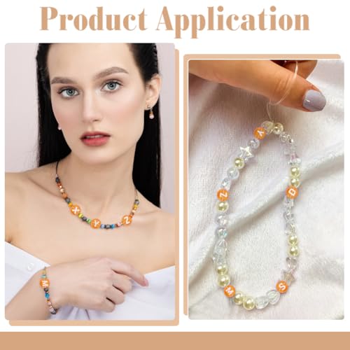 1000Pcs Transparent Letter Beads Acrylic Mixed Alphabet Beads Flat Round Disc Spacer Bead White Alphabet Pattern Loose Bead for Bracelet Necklace Jewelry Making 7x4mm Dark Orange - color: Dark Orange