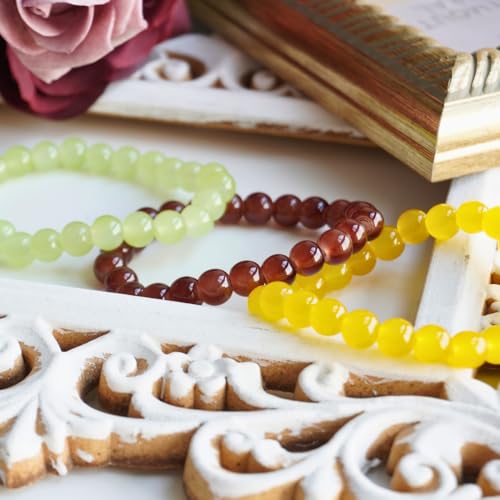 Jabrand 145pcs Glass Beads, 8mm Glass Beads for Barcelet and Jewelry Making DIY Crafts (Brown) - color: Brown