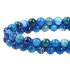 MASSIVE BEADS Double Layer Natural Chakra Healing Power Crystals Macrame Bracelet Yoga Stone Beads Gemstone Meditation Relax Anxiety Bangle for Unisex Women Men - color: Blue Stripe Agate, size: 4mm