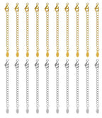 20 PCS Gold and Silver Necklace Extenders for Women Gold Plated Chain Extenders for Necklace Bracelet Anklet with Lobster Clasps - color: Flat Water Droplet