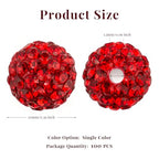 100Pcs 10mm Red Rhinestone Beads for Jewelry Making, Shiny Round Disco Ball Sparkly Beads Bulk with 10-Grid Storage Box for DIY Baseball Necklaces Shamballa Bracelets - color: Red