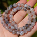 Natural Stone Beads 8mm Polished Round Smooth Gemstone Beads for Jewelry Making Supplies 15 Inch(45 Beads) (Black and White Dragon Pattern) - color: Black and white dragon pattern-45pcs