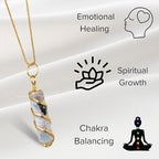 Amazing Gemstone Moonstone Necklace for Women - Premium Rainbow Moonstone Crystals Necklace for Women - Jewelry to bring Balance, Harmony, Creativity, Endurance and Inner Confidence. - color: Rainbow Moonstone - Gold