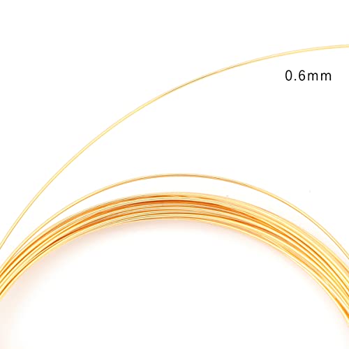 BEADIA 18K Gold Plated Wire 0.6mm 5 Meters Bead Cord for Bracelet Necklace Charm Beading Jewelry Making Findings - size: 0.6mm, style: 18K Gold