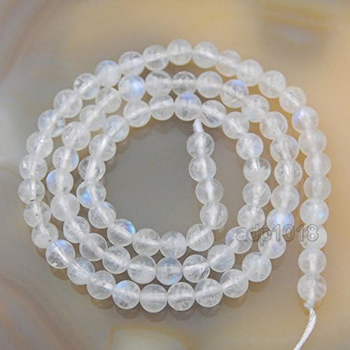 Natural White Moonstone Gemstone Round Loose Beads (5mm) - size: 5mm