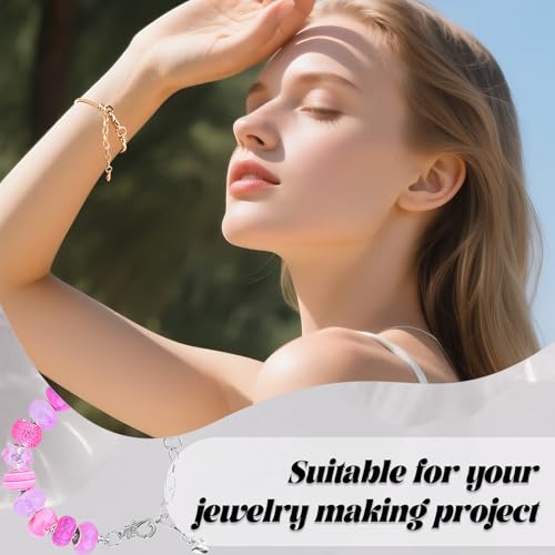 16 Pcs Snake Chain Charm Bracelet Adjustable Bangle Bracelets with Heart Lobster Clasp Extender Adjustable DIY Bracelet Chain for Women DIY Jewelry Making Supplies 7.87" - color: silver gold