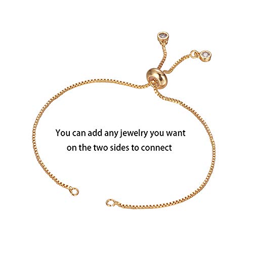 DanLingJewelry 5pcs Adjustable Slider Metal Bracelet Slider Extender Chains with Rhinestone Charms for Jewelry Making DIY 8 Inches(223mm) G - color: StyleⅩ-5 pcs-Golden