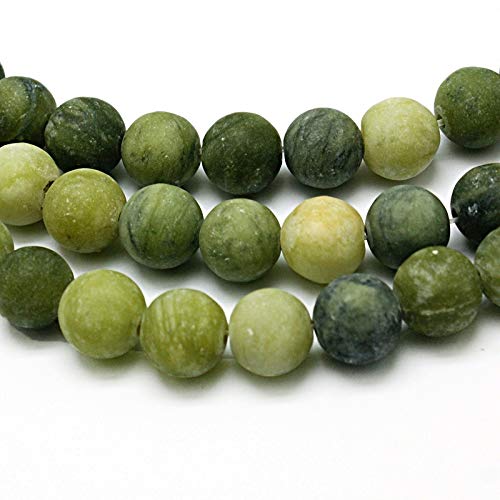 Perlin Taiwan Jade Gemstone Round Beads Taiwan Jade Frosted Semi-Precious Gemstones Jewellery Beads Green Natural Stone for DIY Crafts Making Necklace Bracelet Earrings Accessories (6 mm - 18 Pcs) - size: 6mm, 18 Stück