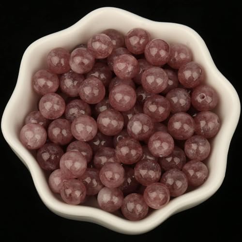 About 60pcs 6mm Natural Stone Beads Lepidolite Beads Energy Crystal Power Gemstone for Jewelry Making, DIY Bracelet Necklace - color: Lepidolite, size: 6mm
