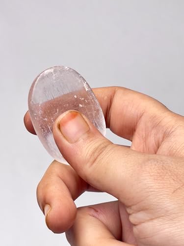 Selenite Worry Stone – Genuine Polished Palm & Thumb Stone for Clarity, Energy Cleansing & Crown Chakra – Travel Gift Crystal - color: Selenite