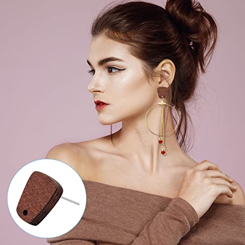 100Pcs Wood Earring Studs for Jewelry Making Walnut Wood Stud Earring Posts Earring Findings Earring Pin Studs with Loop Trapezoid Wooden Earrings Post with Ear Backs for DIY Earrings Making Supplies - color: Trapezoid-100Pcs