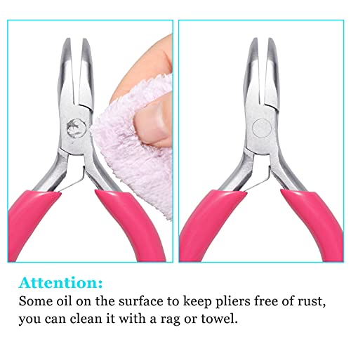 SPEEDWOX Mini Bent Nose Pliers, 3" Chain Nose Pliers with Pink PVC Handle, Jewelry Pliers for Beading Jewelry Making Wire Wrapping DIY Craft Hobby Supplies - style: 3" Bent Nose Pliers