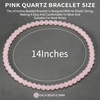 14in Agate Wrap Bracelet for Women Men Natural Round Beaded Agates Stone Healing Stretch Bracelets Elastic Handmade Polished Gemstone Beads Bracelet - color: Pink Quartz, size: 6mm Beads