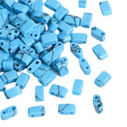 Beadia Natural Dark Blue Turquoise Stone Tila Beads 5x2mm Rectangle 2-Hole Spacer Beads for DIY Bracelet Earring Making 15"/Strand - color: Dark Blue Turquoise, size: 5x2mm