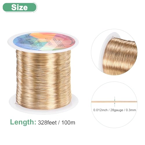M METERXITY 0.3mm Jewelry Wire, 28 Gauge 328FT Craft Wire Copper Beading Wire for Jewelry Making/Planting/Weaving/DIY Crafting, Soft Metal Wires [100M, Champagne Gold] - color: Champagne Gold, size: 0.3mm 28 Gauge