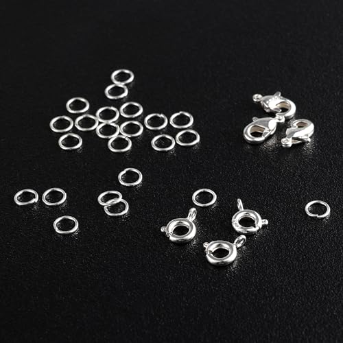925 Sterling Silver Lobster Claw Clasps Set, Lobster Clasps Connector Closures and Spring Clasps with Open Jump Rings for Necklace Bracelet DIY Jewelry Finding Supplies (26pcs) - color: 26PcsB