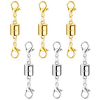Magnetic Necklace Clasp and Closures with Double Lobster Clasp, 14K Gold and Silver Necklace Extenders for Women Magnetic Jewelry Clasps for Necklaces, Bracelet Necklace Extender(6PCS) - color: 6Pcs Gold and Silver