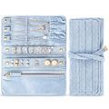 Tondiamo 1 Pcs Velvet Jewelry Roll Luxury Travel Jewelry Case for Ring Necklace Earring Bracelet Storage Bag Women Bridesmaid Gift (Light Blue) - color: Light Blue