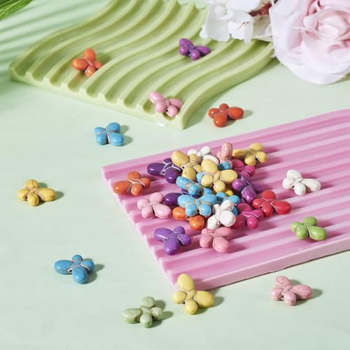 Turquoise Beads Strands Colorful Butterfly Turquoise Loose Spacer Beads Spring Summer Craft Bead for DIY Necklace Earring Bracelet Jewelry Making Supplies - color: Mixed Color-Butterfly