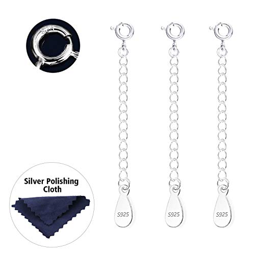 ALEXCRAFT Sterling Silver Bracelet Extender Necklace Extension Chains for Jewelry Making(2 inch) - color: B-White Gold（2 inch）