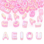 FASHEWELRY 50Pcs Large Letter Beads, 20mm Big Acrylic Alphabet Beads, Large Hole Vowel Bead Spacer for Bracelets Necklaces Bag Charms Shoelaces Keychains Lanyards (Hot Pink) - color: Hot Pink