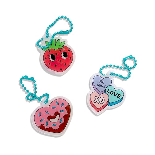 Ooly Mini Shrink-Its DIY Shrink Art Kit – 5 Pre-Cut Shrinking Plastic Charms and 5 Ball Chains, Hugs and Kisses, 10 Pc Set - color: Hugs and Kisses