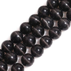 HAAMIIQII 60pcs 6mm Black Cat Eye Beads Round Loose Gemstone Beads for Jewelry Making Strand 15 Inch - color: Black, size: 6mm (60pcs)
