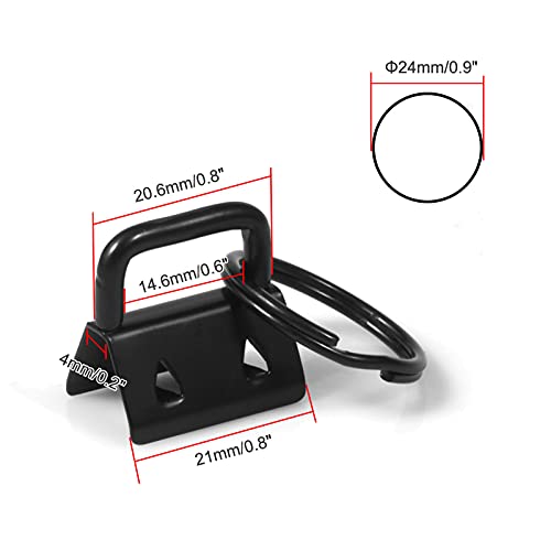 SPEEDWOX 20 Pcs 0.8" Dark Black Key Fob Hardware Set with Pliers, 8 Inch Glass Breaking Pliers with Rubber Tips TPR Handles, for Wristlet Keychain Key Lanyard Making - size: 0.8" Dark Black