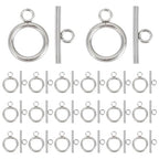 40Pcs Toggle Clasps Stainless Steel T Bar Ring Connector Closure Hook Fastener Necklace Bracelet Round Closures Jewelry Clasp for Bracelet Necklace Jewelry Making 19x14x2mm - size: 19x14x2mm