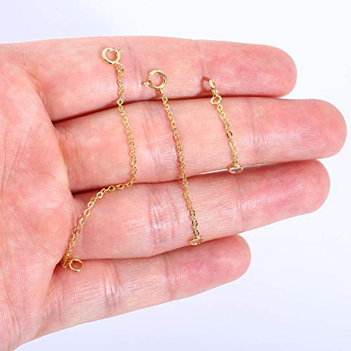 14K Gold Necklace Extenders 925 Sterling Silver Chain Extension Necklace Bracelet Anklet Extender for Jewelry Making (1 2 3 inch) - color: Gold